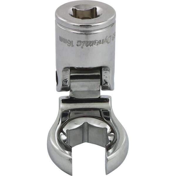 Tools 3/8"Dr Metric 16mm Flex Head, Crow Foot Flare Nut Socket, Chrome